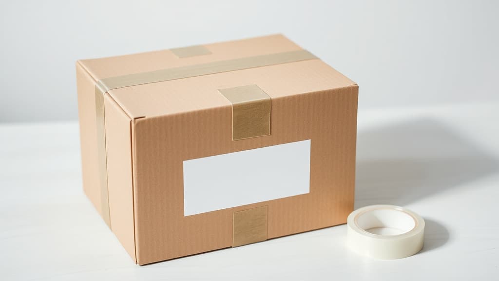 Sauber verpacktes Paket mit Versandlabel